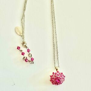 White House Black Market Silver-tone Necklace Featuring Pink Crystal Pendant